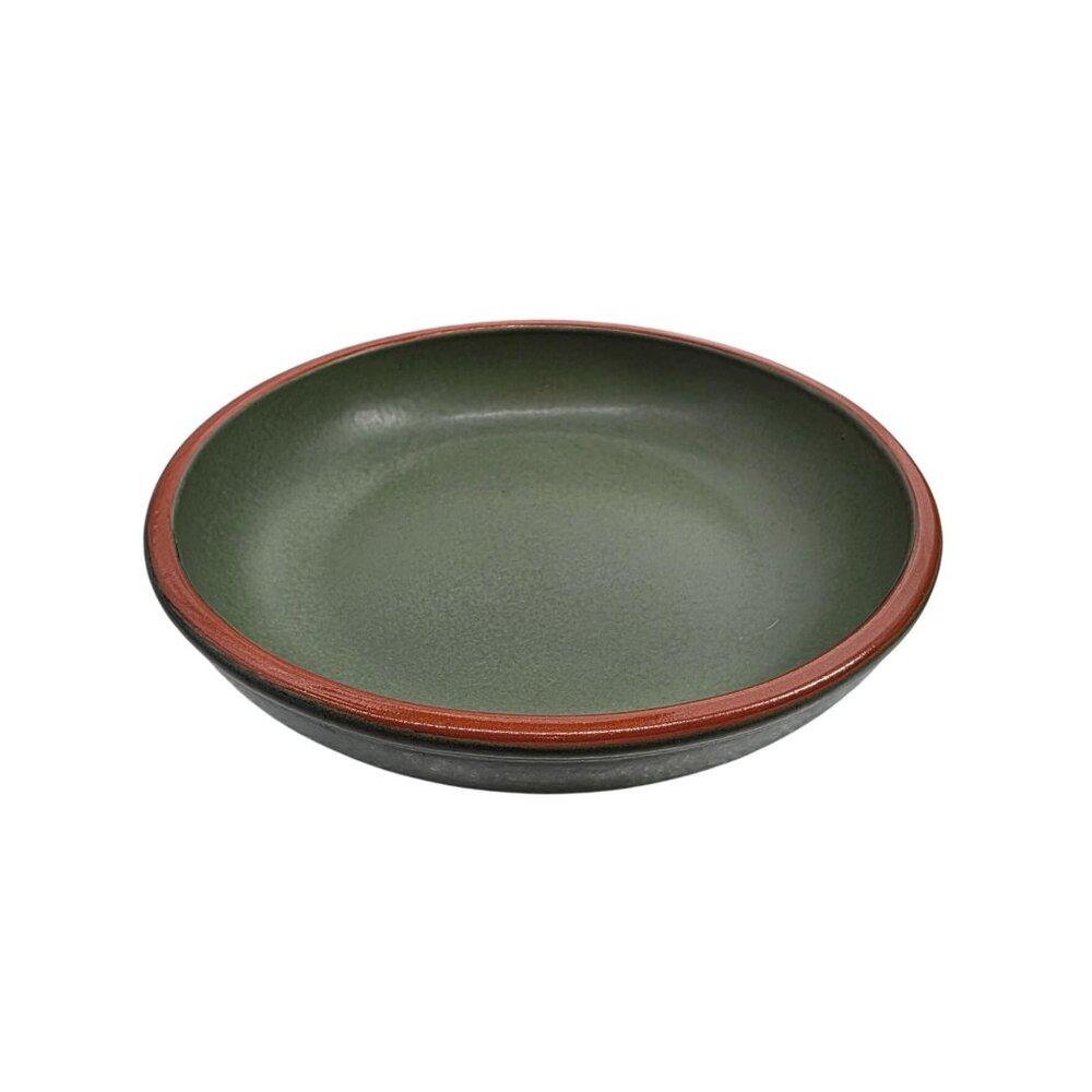 Casa Verde WSP Portugal Green Terra Cotta Pasta Soup Bowls Set of 2 Matte 7.5"